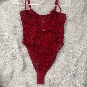 forever 21 red lace bodysuit